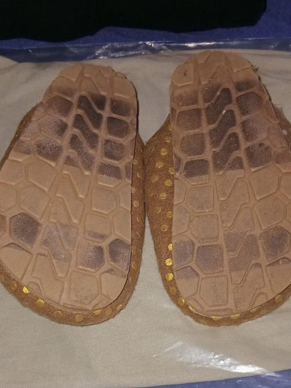 GAP Brown Slip-On Baby Shoes with Gold Polka Dots